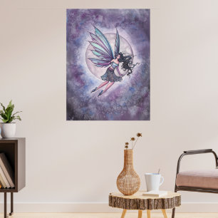 Affiche Fée de vol au clair de lune et art de fantaisie lu