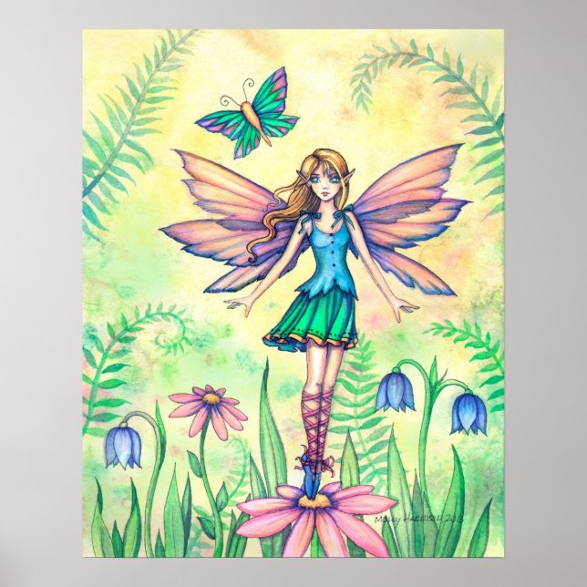 Affiche Fée des fleurs un jour de printemps Art (Devant)