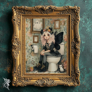Affiche Fée d'Halloween Whimsical sur Toilette avec l'art 