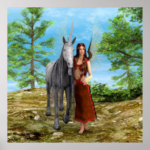 Affiche Fée et licorne
