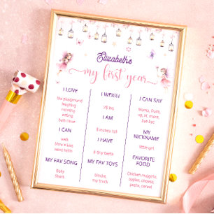 Affiche Fée magique Premier anniversaire de fête Jalon