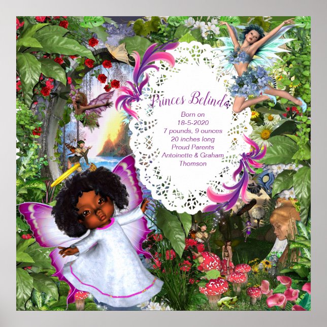 Affiche Fée Papillon bébé fille (Devant)