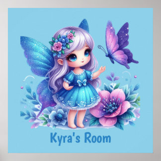 Affiche Fée personnalisable de fille mignonne
