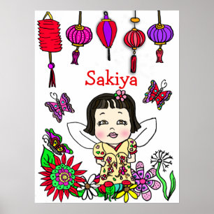 Affiche Fée personnalisée aimée, bénie et adorée