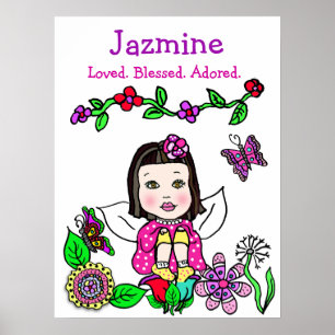 Affiche Fée personnalisée aimée, bénie et adorée