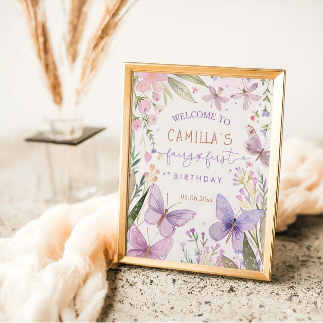 Affiche Fée Premier anniversaire Fille 1er anniversaire Fê (Créateur téléchargé)