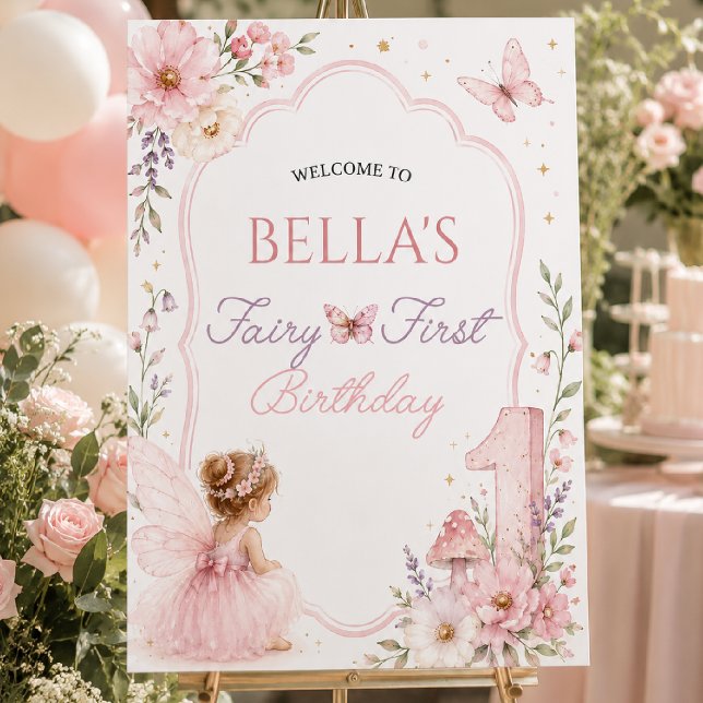 Affiche Fée Premier Anniversaire | Jardin Enchanté | Fée (Créateur téléchargé)
