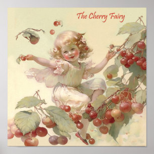 Affiche Fée victorienne de la cerise dans un arbre fruitie