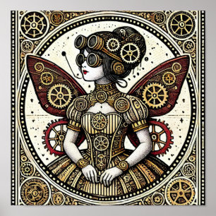 Affiche Fée vintage Steampunk