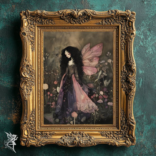 Affiche Fée Whimsical avec florale Moody foncé Art mur (Créateur téléchargé)