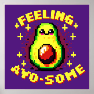 Affiche Feed Avo-some - Drôle Pixel Art Avocado Design