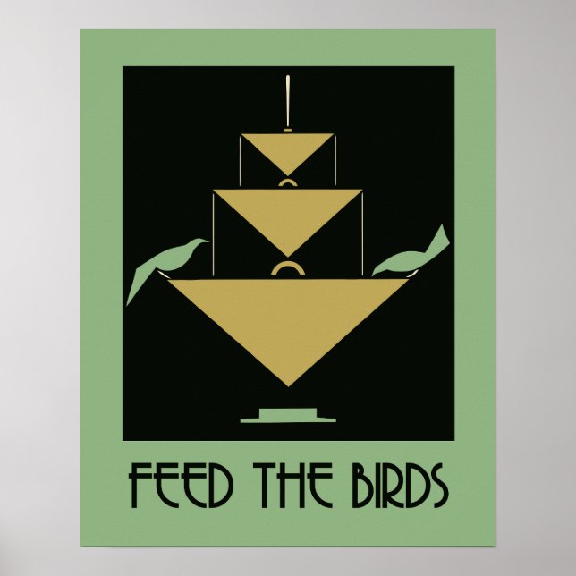 Affiche  Feed the birds green and amber (Devant)