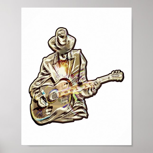 Affiche Feel the Blues - Conception de guitare artistique (Devant)