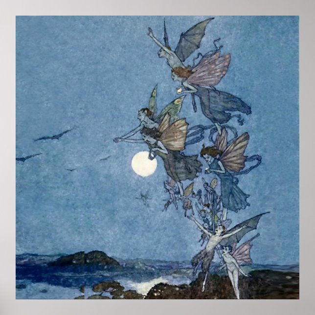 Affiche « Fées et Elfes » par Edmund Dulac d'après « La Te (Devant)