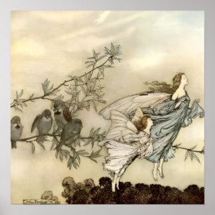 Affiche Fées volantes vintage par Arthur Rackham