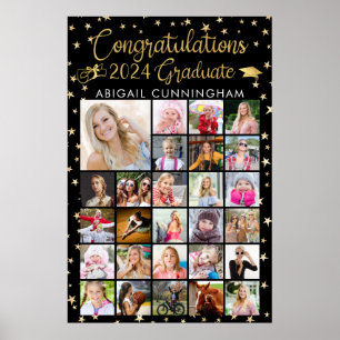 Affiche Félicitations 27e année Photo Collage Gold Foil No