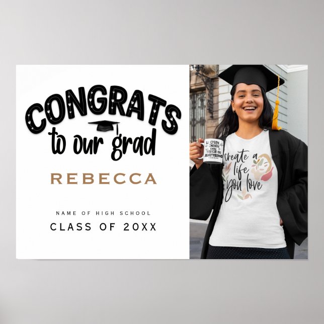 Affiche Félicitations à notre diplômé Photo Nom Diplômé (Devant)