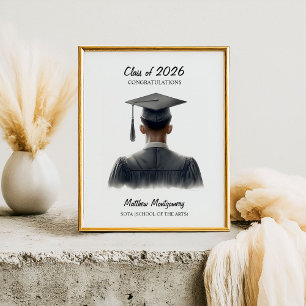 Affiche Félicitations au diplômé afro-américain masculin