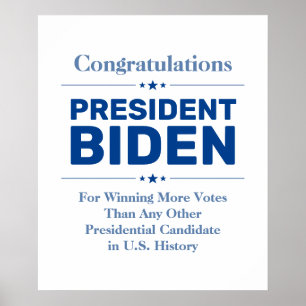 Affiche Félicitations au Président Biden Candidat le plus 