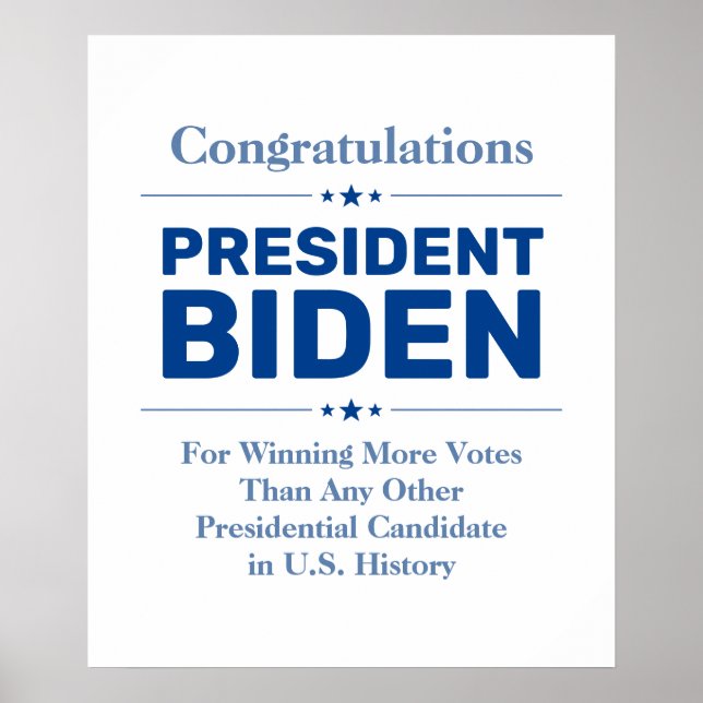 Affiche Félicitations au Président Biden Candidat le plus  (Devant)