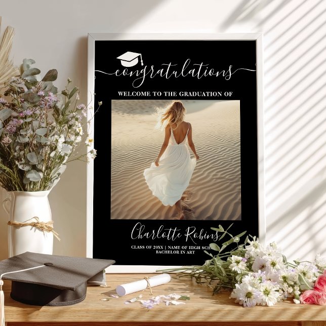 Affiche Félicitations Boho Graduation Welcome Photo Sign (Congratulations Boho Graduation Welcome Photo Sign)