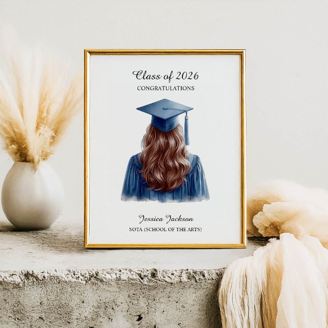 Affiche Félicitations Brunette Femme Diplômée Promotion de (Créateur téléchargé)