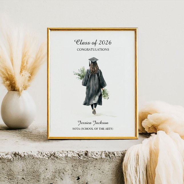Affiche Félicitations Brunette Femme Diplômée Promotion de (Créateur téléchargé)