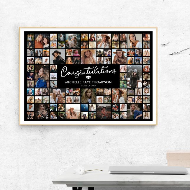 Affiche Félicitations Collage de 100 Photos de Remise de D (Créateur téléchargé)