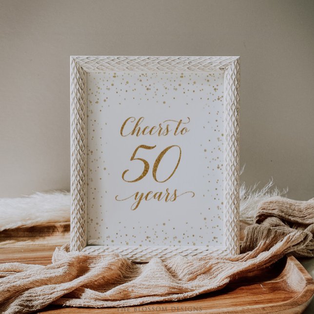 Affiche Félicitations Confettis Dorés pour 50 Ans  (Gold Confetti Cheers to 50 Years Poster)