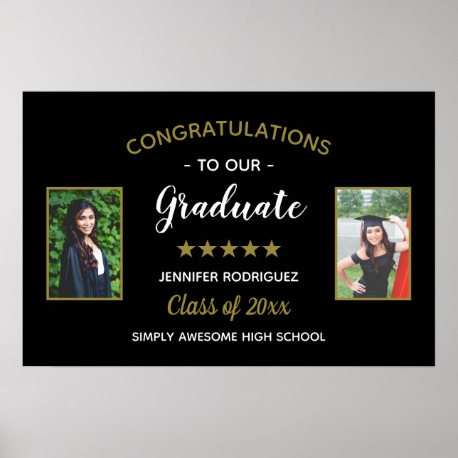 Affiche Félicitations Diplômé Personnalisé 2 Diplôme Photo (Devant)