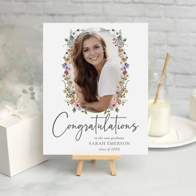 Affiche Félicitations Fleur Sauvage Colorée (Colorful Wildflower Photo Congratulations Poster by Painted Paperie
)
