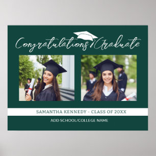 Affiche Félicitations Grad 2025 Photo Vert Et Blanc