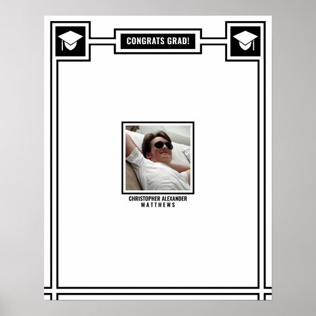Affiche Félicitations Photo de fin d'études Signature noir (Devant)