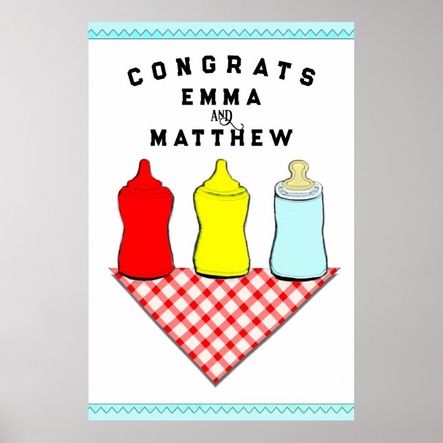 Affiche Félicitations pour la Baby Shower BBQ (Devant)