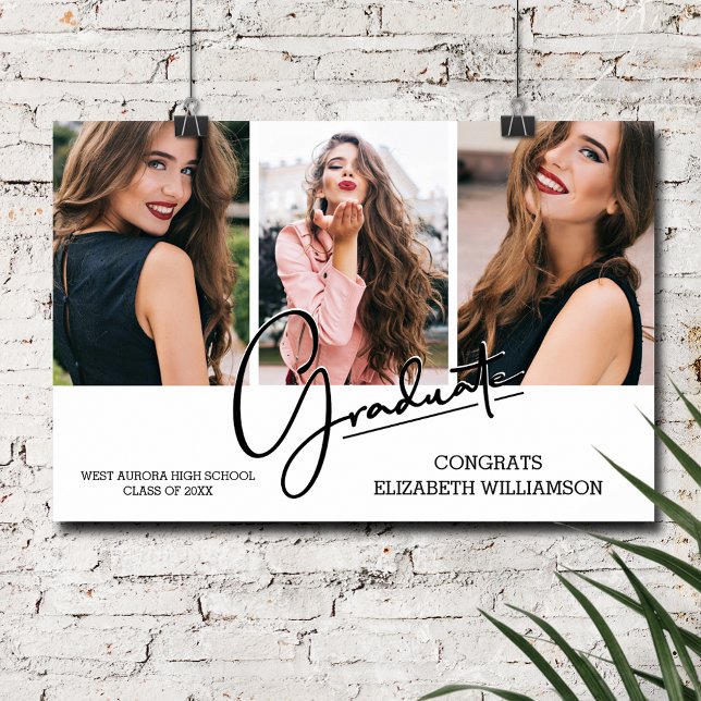 Affiche Félicitations pour la graduation moderne 3 Photo (Graduation Congratulations Modern Photo Poster, INSTANT DOWNLOAD and/or PRINTED)