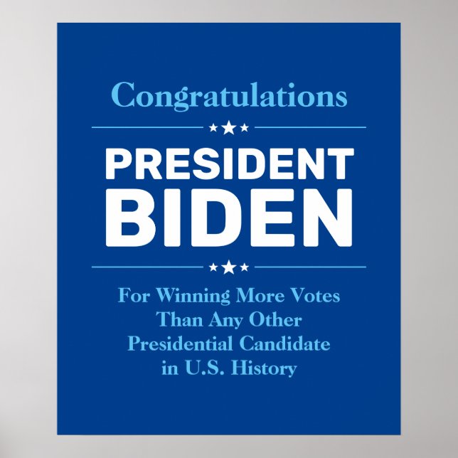 Affiche Félicitations Président Biden Candidat le plus vot (Devant)