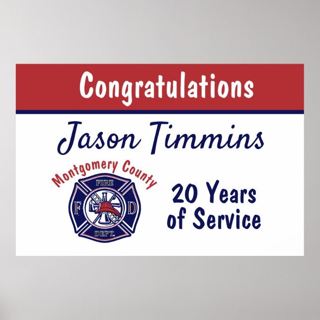 Affiche Félicitations sur mesure pour le logo du service d (Devant)