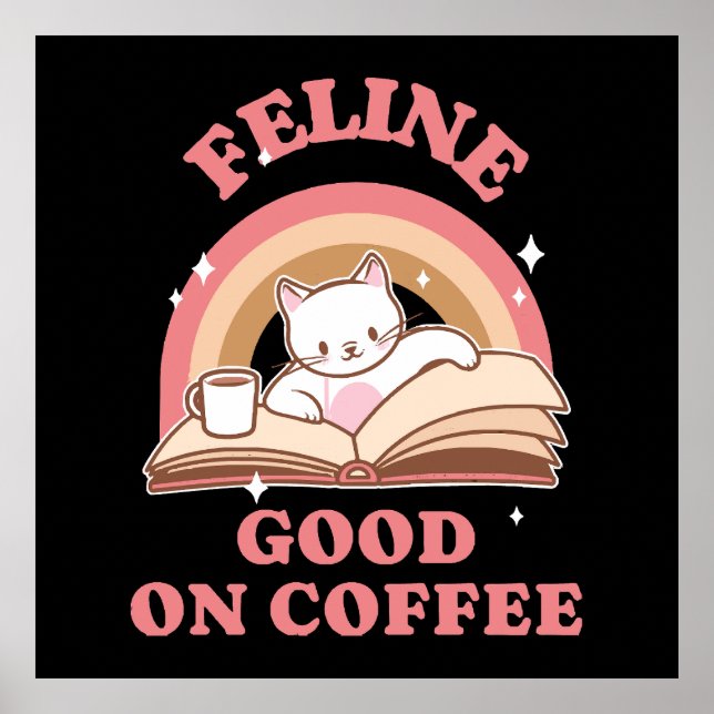 Affiche Félin bien sur café (Devant)