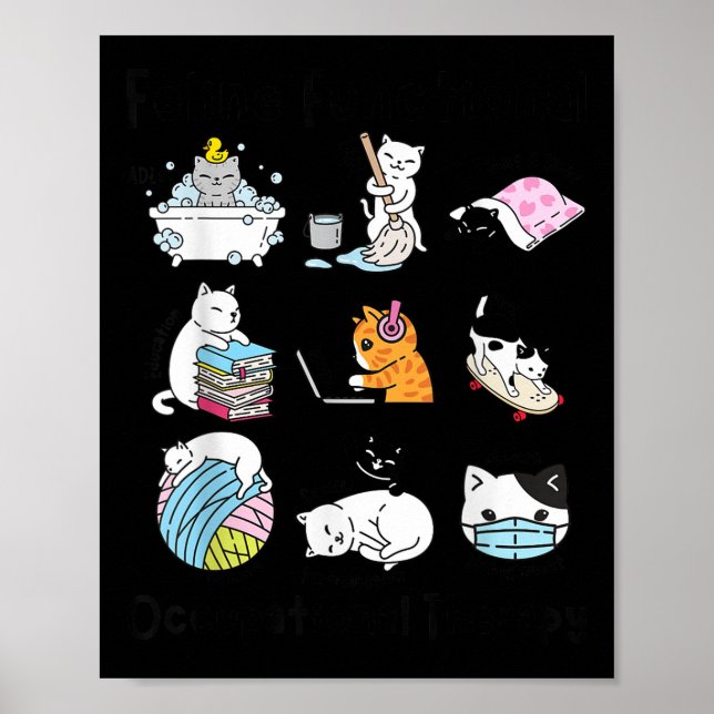 Affiche Feline Fun Chat ergothérapie fonctionnelle Ot (Devant)