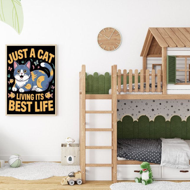 Affiche Feline Living Best Life (Créateur téléchargé)