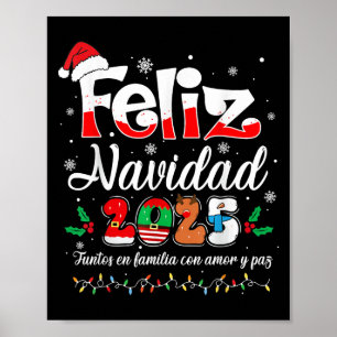 Affiche Feliz Navidad 2025 Famille correspondante Noël esp