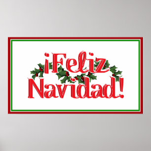 Affiche Feliz Navidad Avec Holly