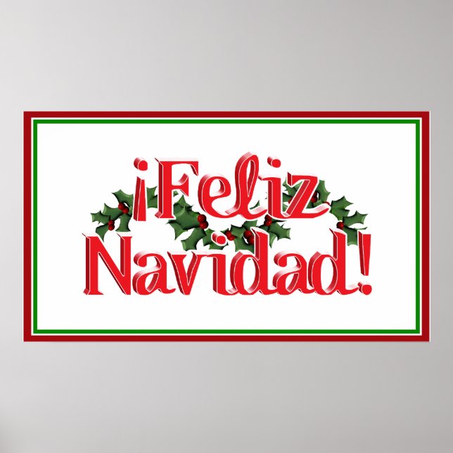 Affiche Feliz Navidad Avec Holly (Devant)