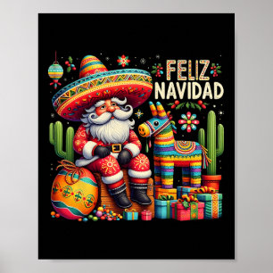 Affiche Feliz Navidad Mexican Funny Christmas Père Noël Fe