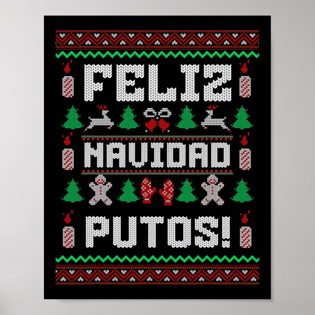 Affiche Feliz Navidad Putos Drôle de Sweat de Noël Mexicai (Devant)