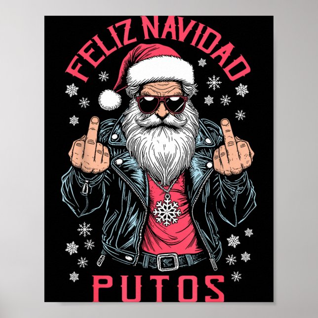 Affiche Feliz Navidad Putos Funny Rude Spanish Santa Middl (Devant)