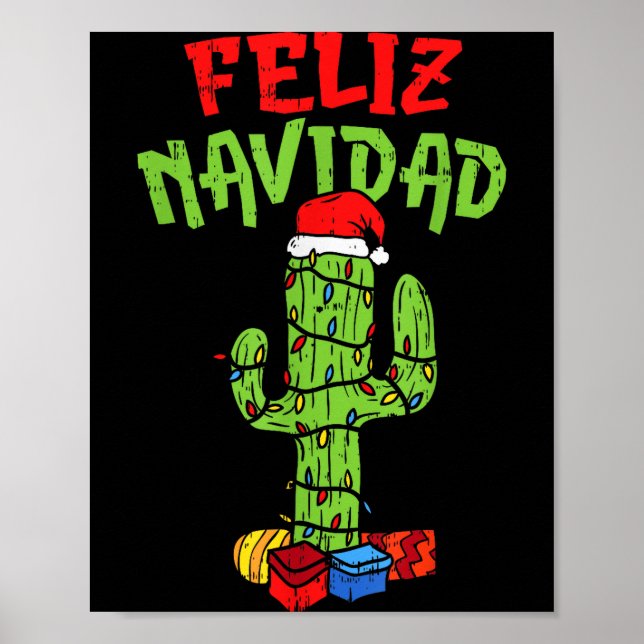 Affiche Feliz Navidad Shirt Mexican Christmas Cactus Xmas  (Devant)