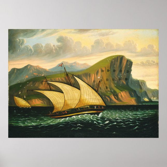 Affiche Felucca outre du Gibraltar par des chambres de (Devant)