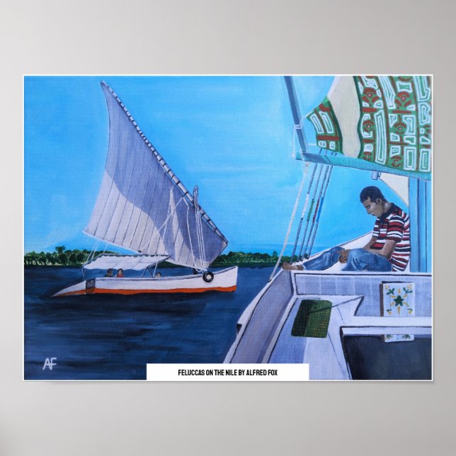 Affiche Feluccas sur le Nil Peinture d'Alfred Fox (Devant)