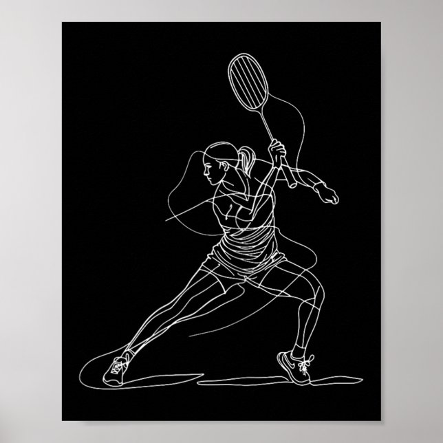Affiche Female Badminton Player Drawing Shuttle Game For G (Devant)